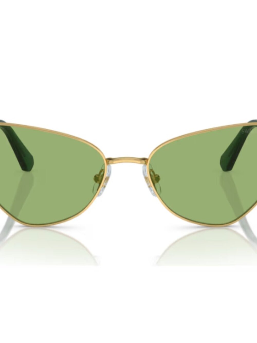 Swarovski Green Cat-Eye Sunglasses with Silver Frame - Picture 3 of 10